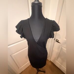 French Connection Elegant Black Draped Mini Dress